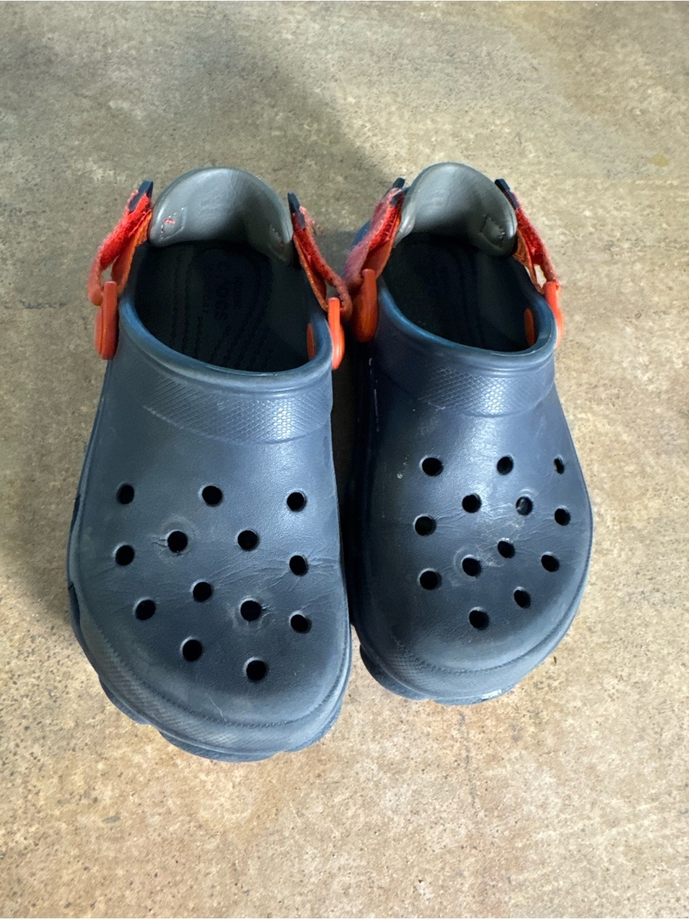 Crocs Kids Navy Clog with Red Strap - Comfortable Everyday Slip Shoe Boys 12